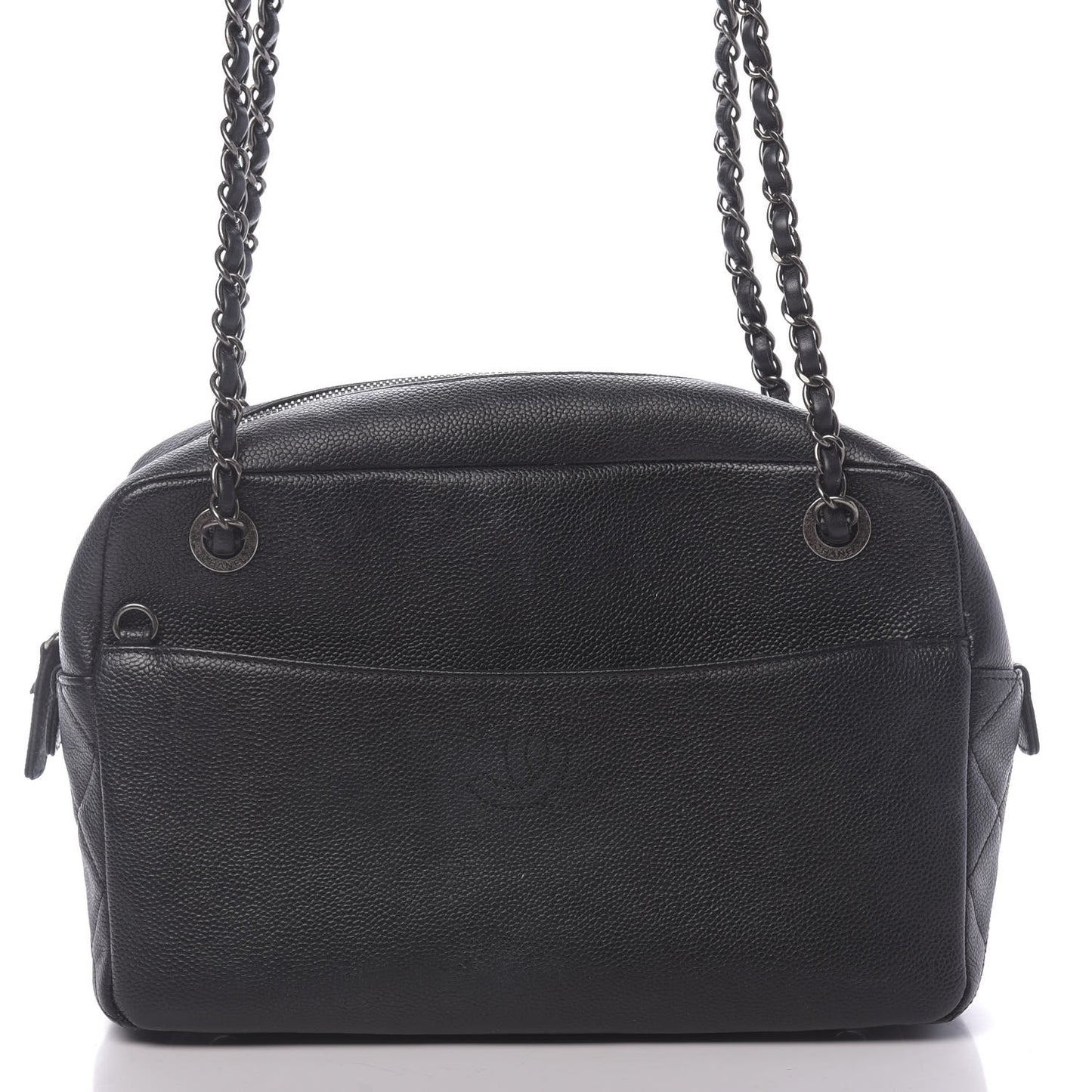 Caviar Quilted Large Coco Camera Case Black