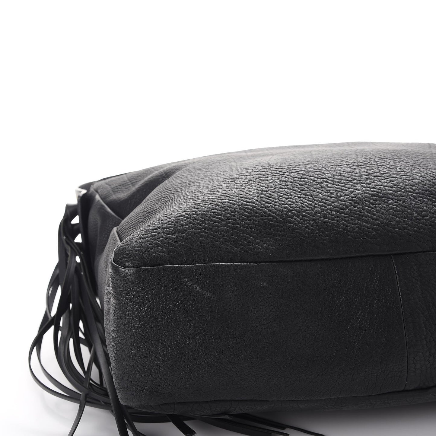 Calfskin Tribale Fringe Shoulder Bag Black