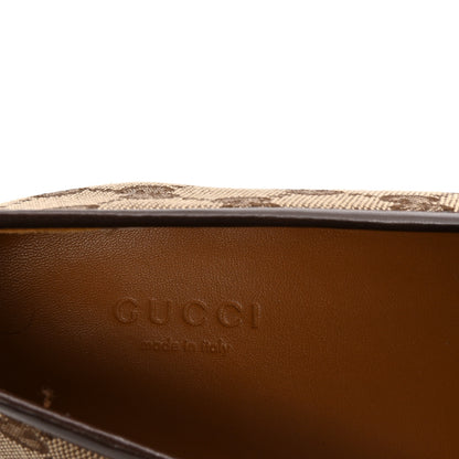 Gucci Canvas GG Monogram Horsebit Womens Jordaan Loafers 40 Beige Ebony New Acero 8 of 9