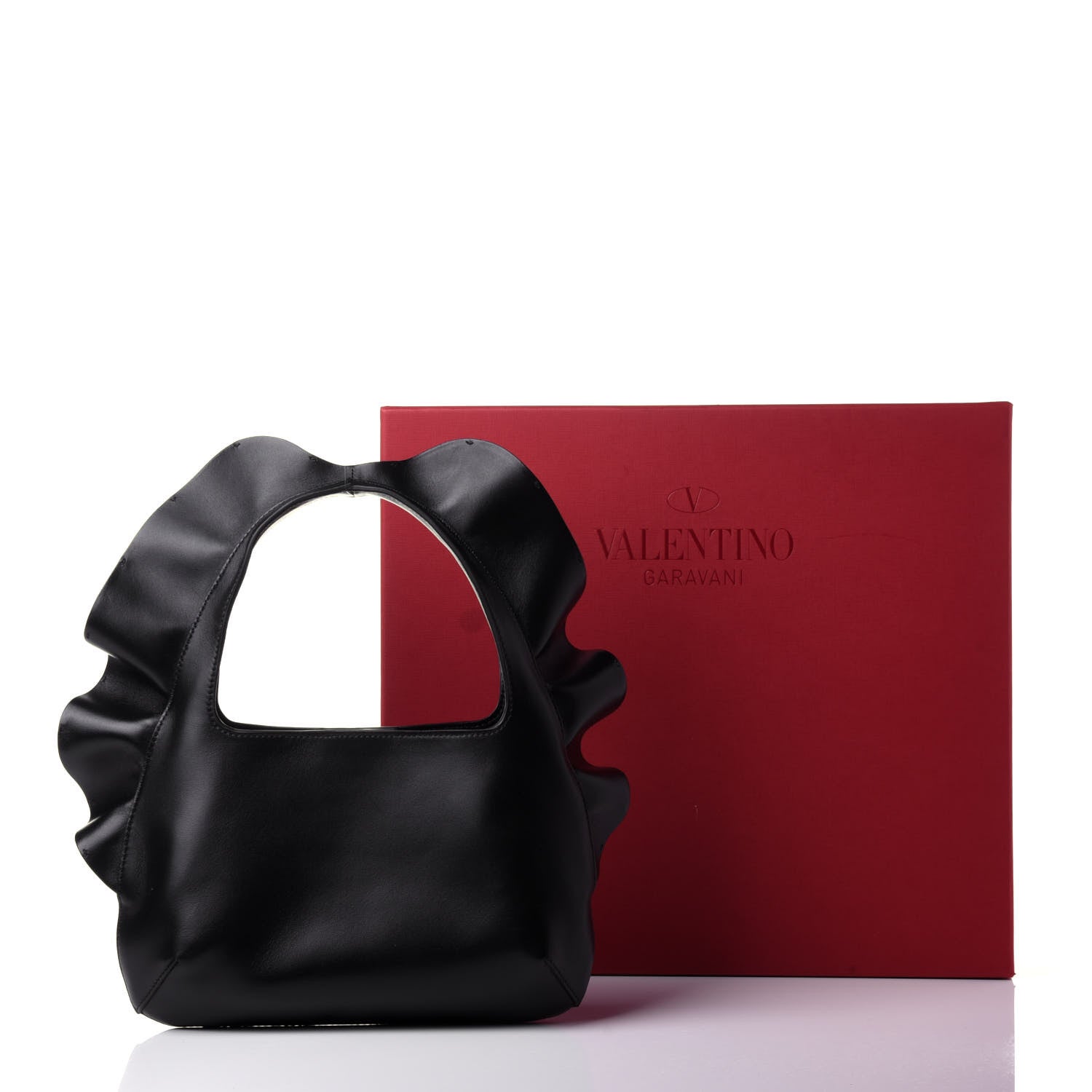 Valentino Garavani Nappa Atelier 04 Rouches Edition Small Ruffle Hobo Black 10 of 10