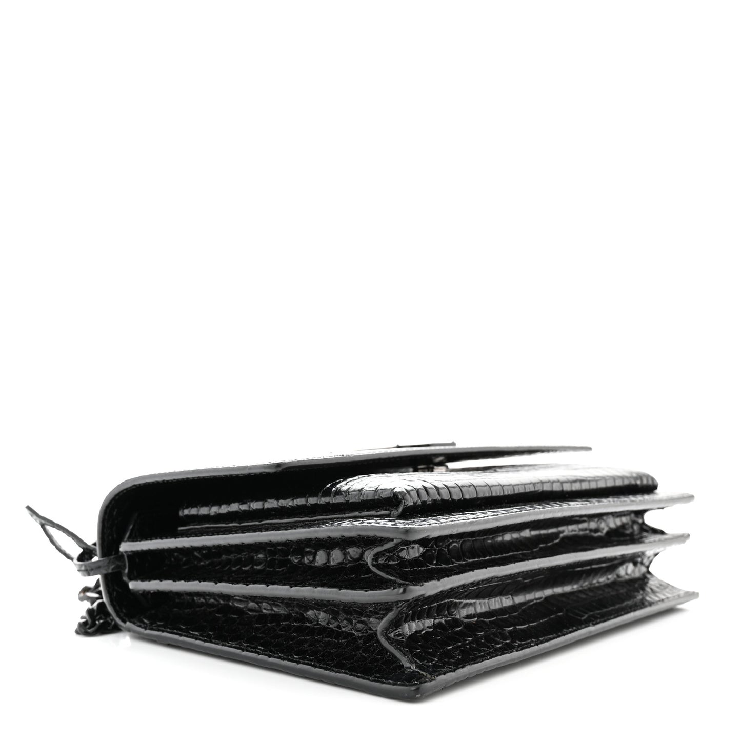 Calfskin Crocodile Embossed Medium Monochrome Monogram Sunset Black