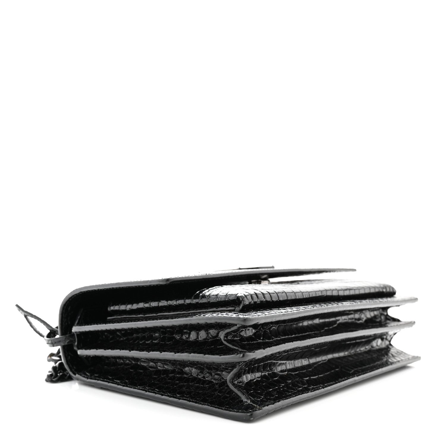 Saint Laurent Calfskin Crocodile Embossed Medium Monochrome Monogram Sunset Black 4 of 11
