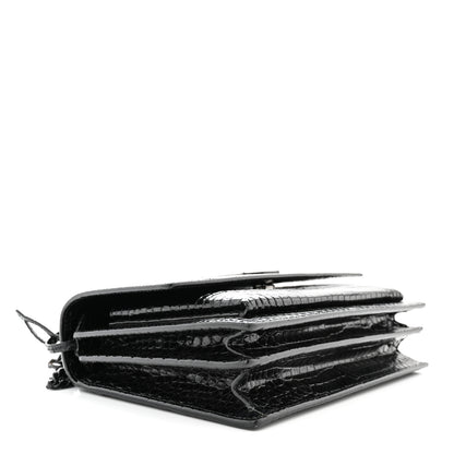 Saint Laurent Calfskin Crocodile Embossed Medium Monochrome Monogram Sunset Black 4 of 11