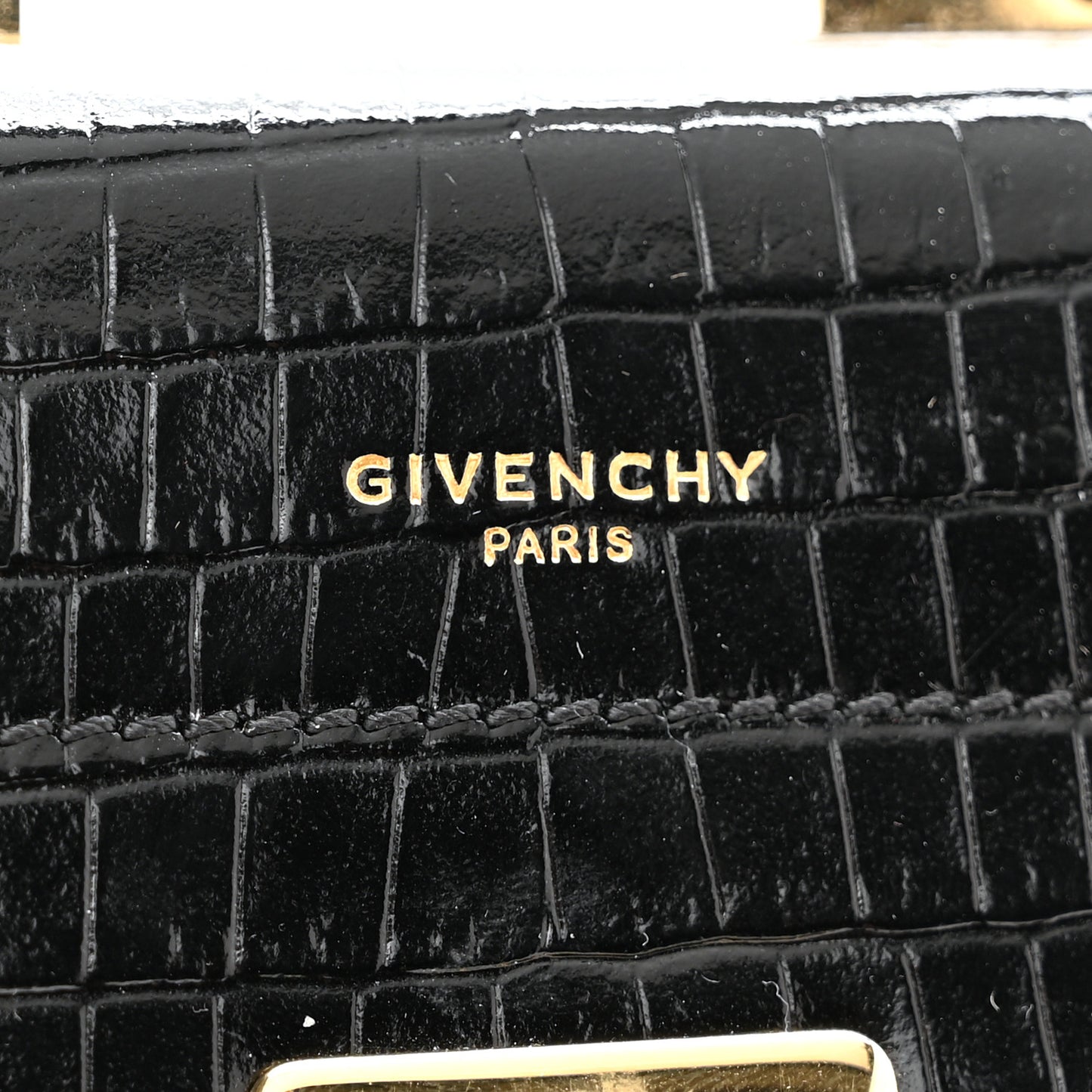 Calfskin Crocodile Embossed Mini Phone Crossbody Bag Black