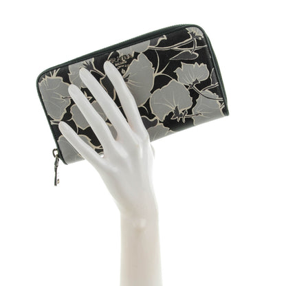 Prada Saffiano Floral Print Zip Around Wallet Nero Black 2 of 8