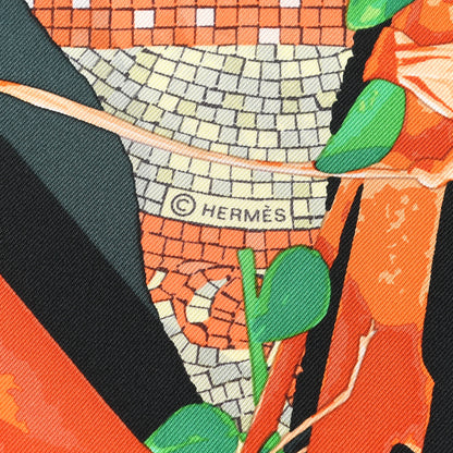 Hermes Silk Le Robinson Chic Scarf 90 Vert Sapin Rouge Jaune 4 of 4