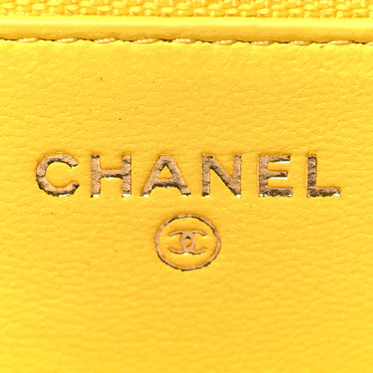 Chanel Lambskin Quilted Wallet on Chain WOC Yellow 6 of 12