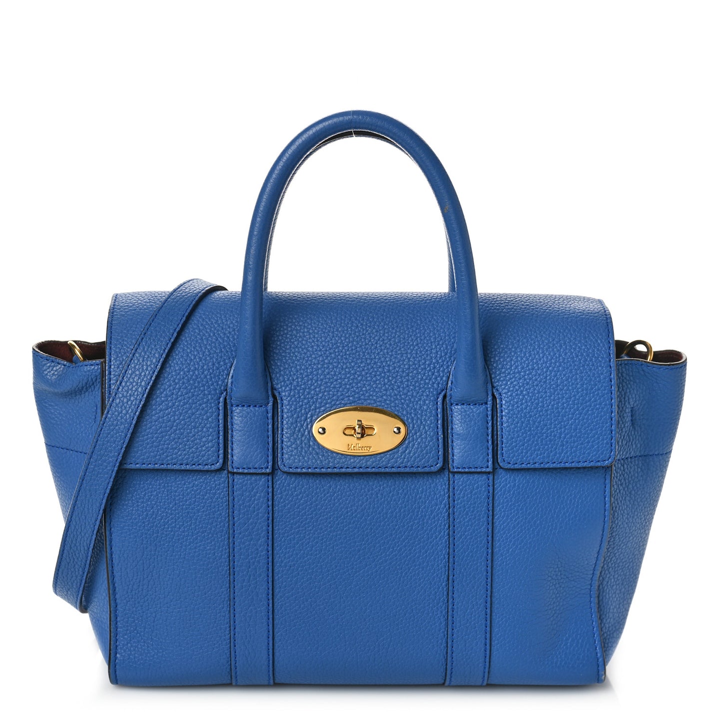Classic Grain Calfskin Small Bayswater Porcelain Blue