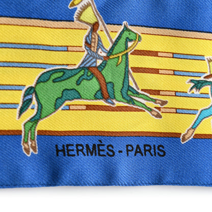 Hermes Silk Pani La Shar Pawnee Twilly Bleu Roy Jaune Marine 2 of 6