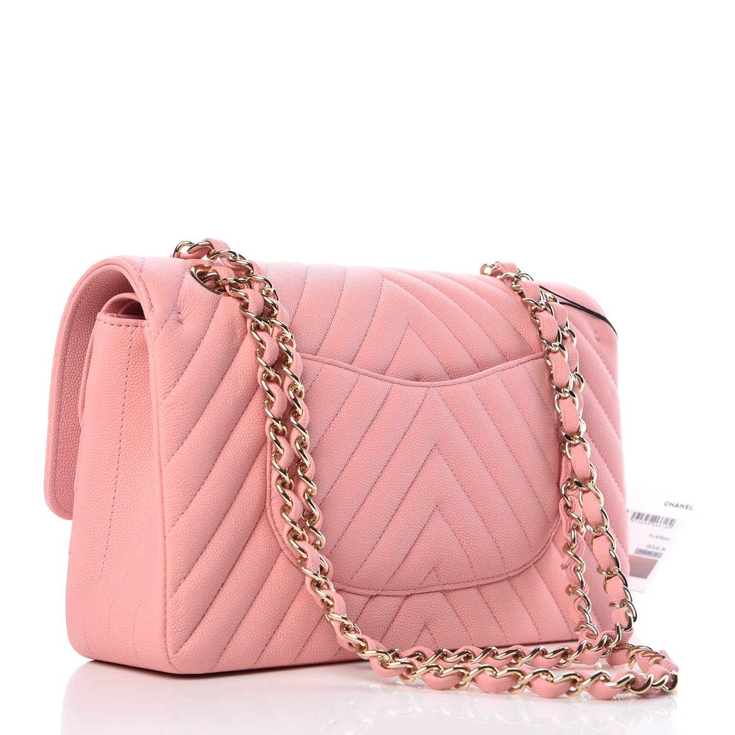 Chanel Caviar Chevron Quilted Medium Double Flap Pink 4 of 9