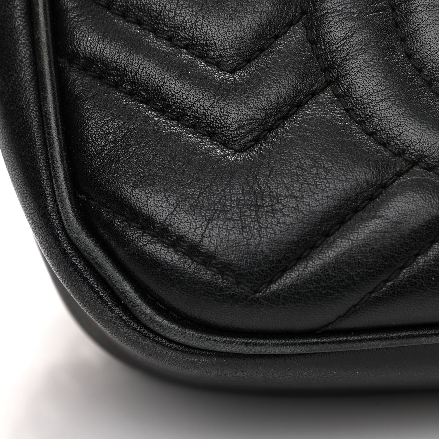 Gucci Calfskin Matelasse Mini GG Marmont Chain Shoulder Bag Black 18 of 19