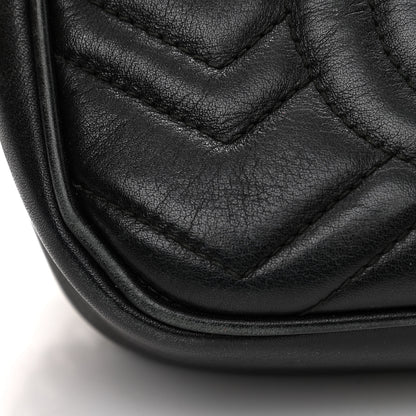 Gucci Calfskin Matelasse Mini GG Marmont Chain Shoulder Bag Black 18 of 19