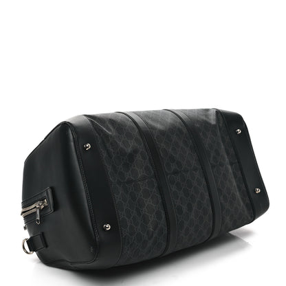 Gucci Soft GG Supreme Monogram Appia Calfskin Web Large Carry On Duffle Bag Black Grey 3 of 11