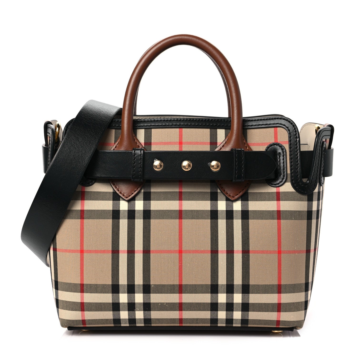 Burberry Calfskin Vintage Check Triple Stud Mini Belt Bag Archive Beige 1 of 7