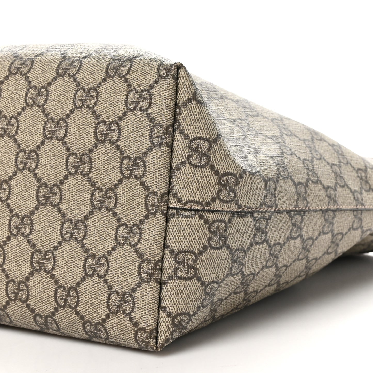 GG Supreme Monogram Textured Calfskin Web Medium Ophidia Shopping Tote Beige Ebony New Acero