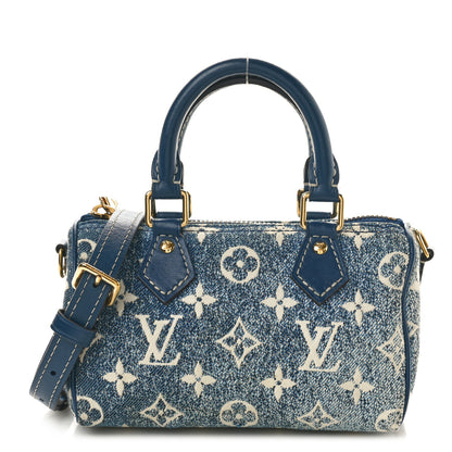 Louis Vuitton Monogram Jacquard Denim Nano Speedy Bandouliere Bleu 1 of 9