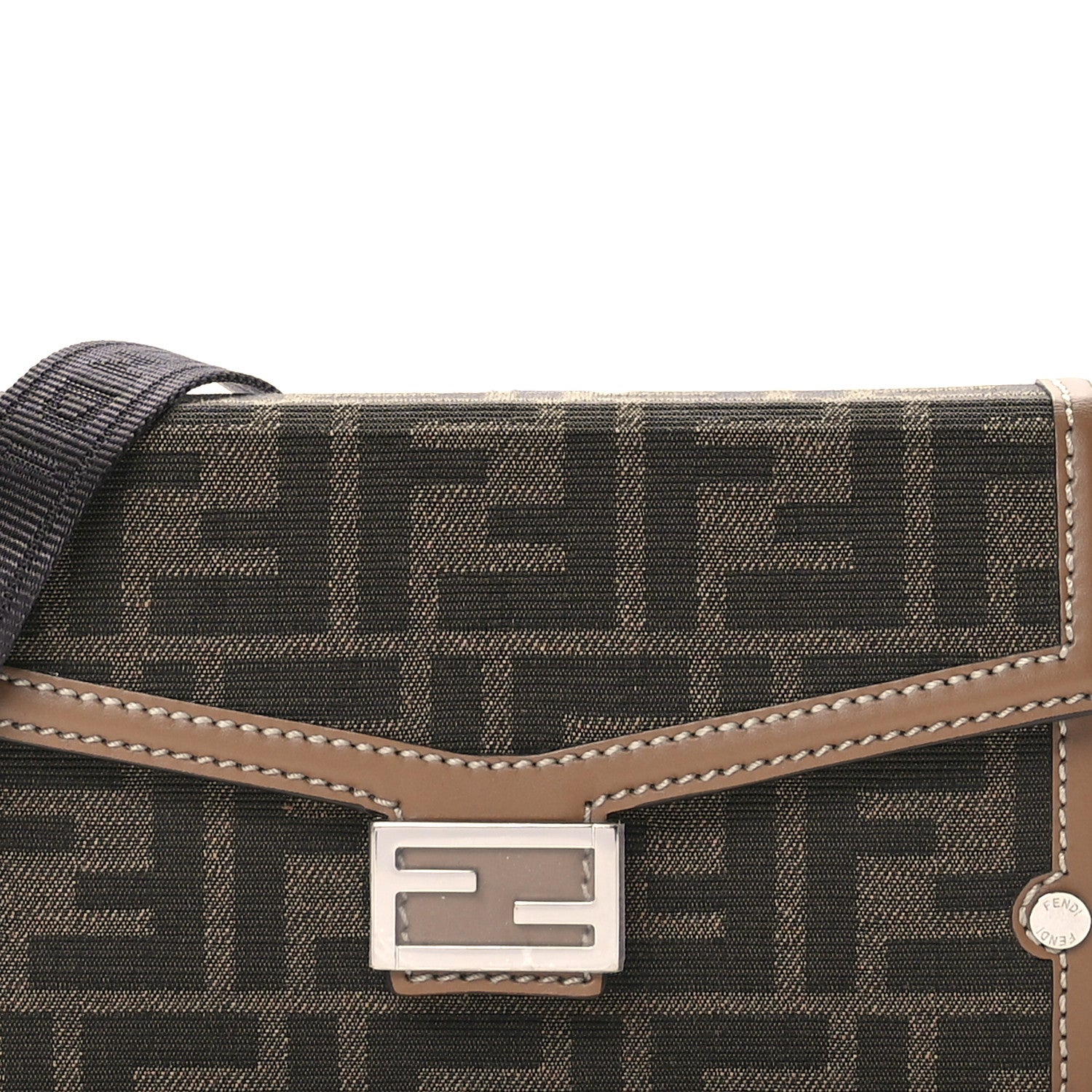 Fendi Recycled Fabric Jacquard Vitello King FF 1974 Baguette Soft Trunk Phone Pouch Tobacco Moro Sand 8 of 10