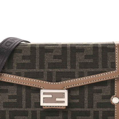 Fendi Recycled Fabric Jacquard Vitello King FF 1974 Baguette Soft Trunk Phone Pouch Tobacco Moro Sand 8 of 10
