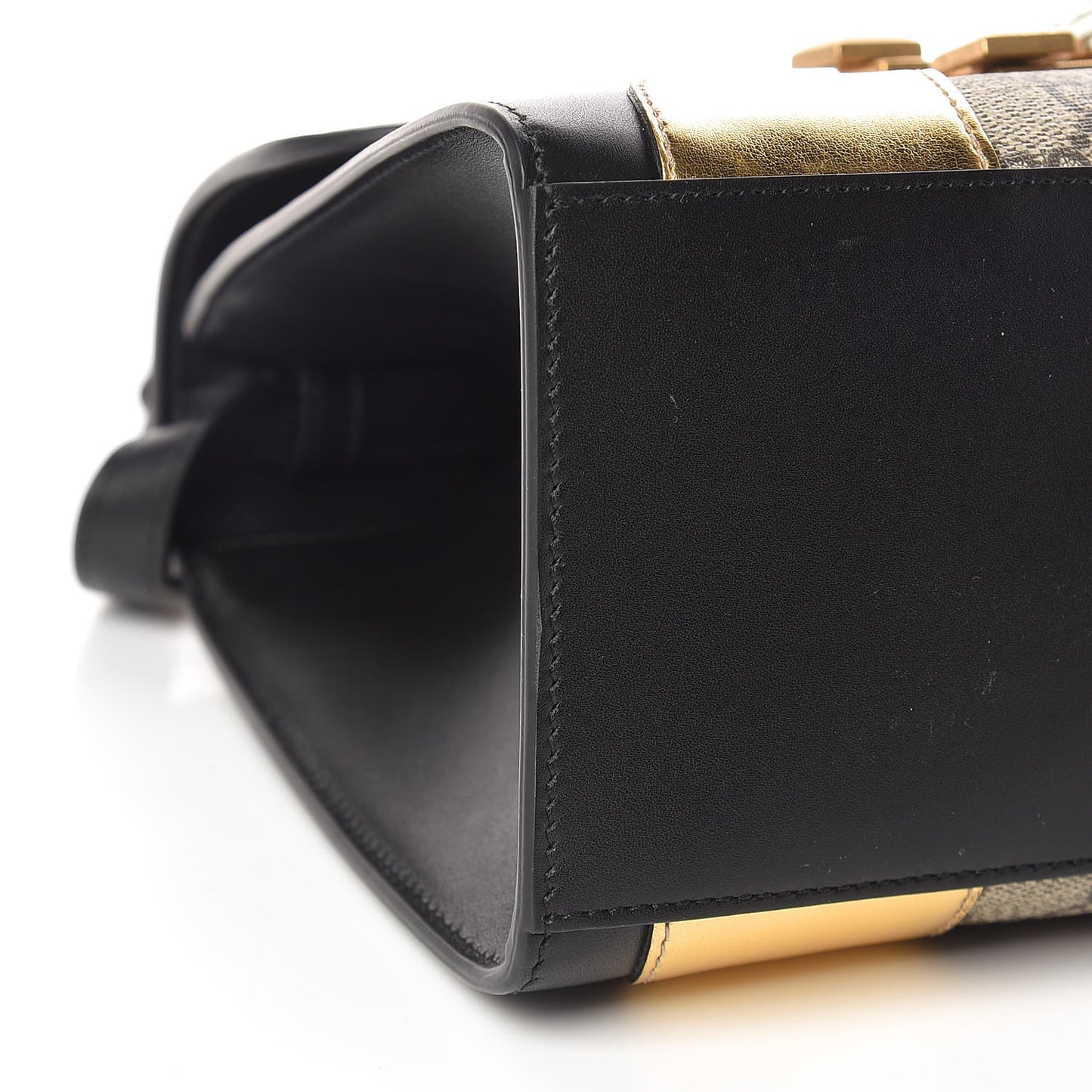 GG Supreme Monogram Small Osiride Top Handle Bag Black Gold