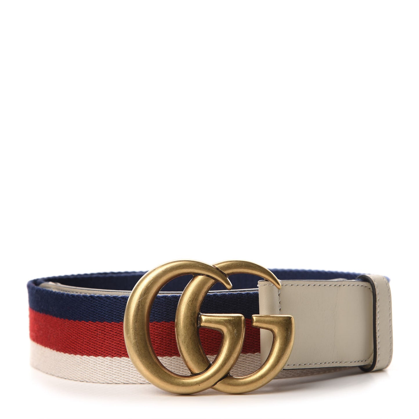 Nylon Calfskin Sylvie Web Double G 40mm Belt 90 36 Mystic White Hibiscus Red Maritime