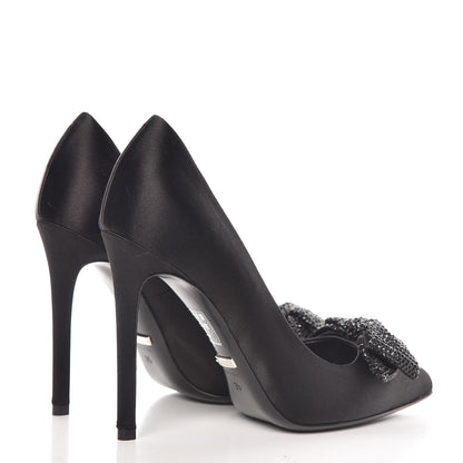 Gucci Satin Crystal Bow Pumps 35 Black 4 of 9
