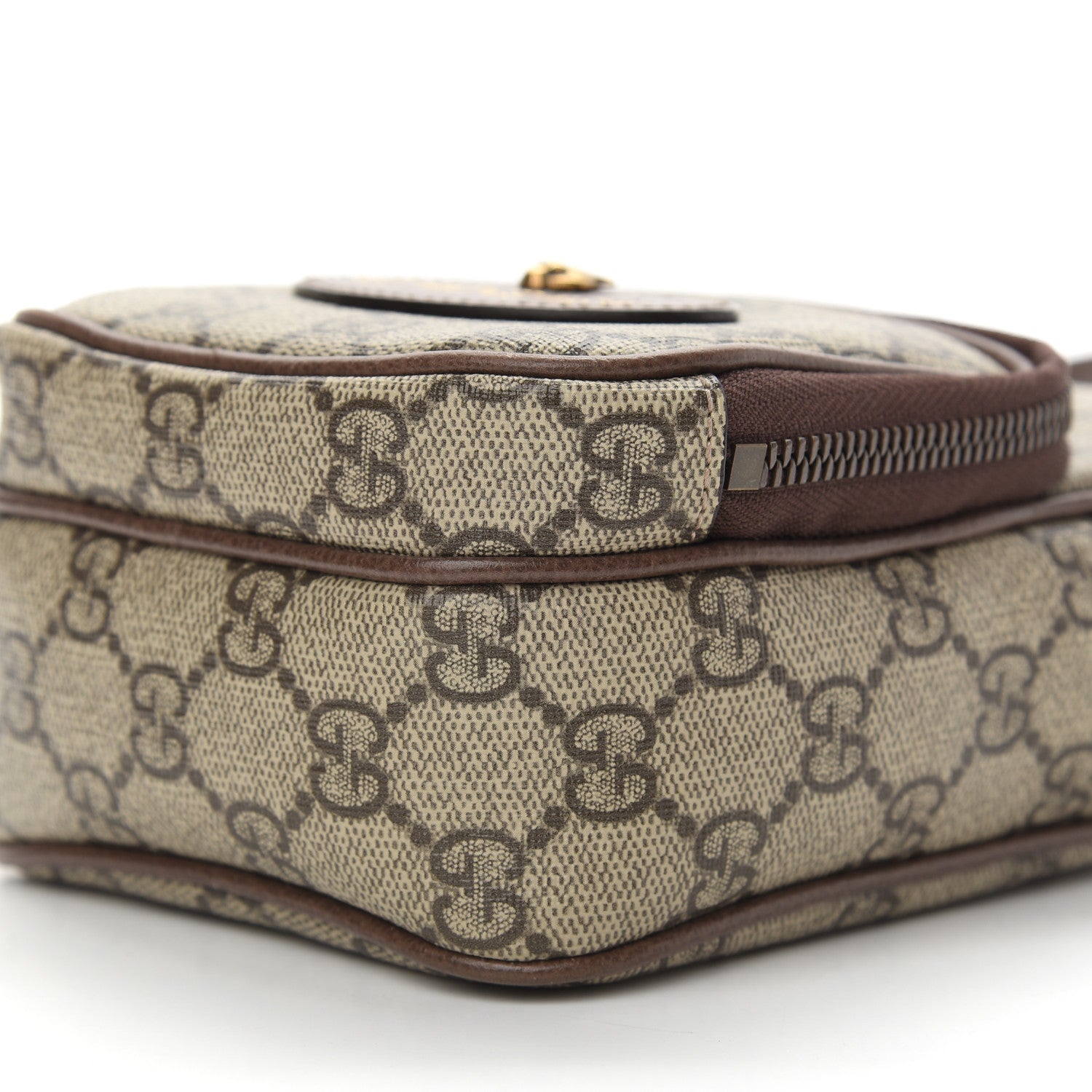 Gucci GG Supreme Monogram Mini Neo Vintage Double Zip Messenger Bag Beige New Acero Crop 9 of 9