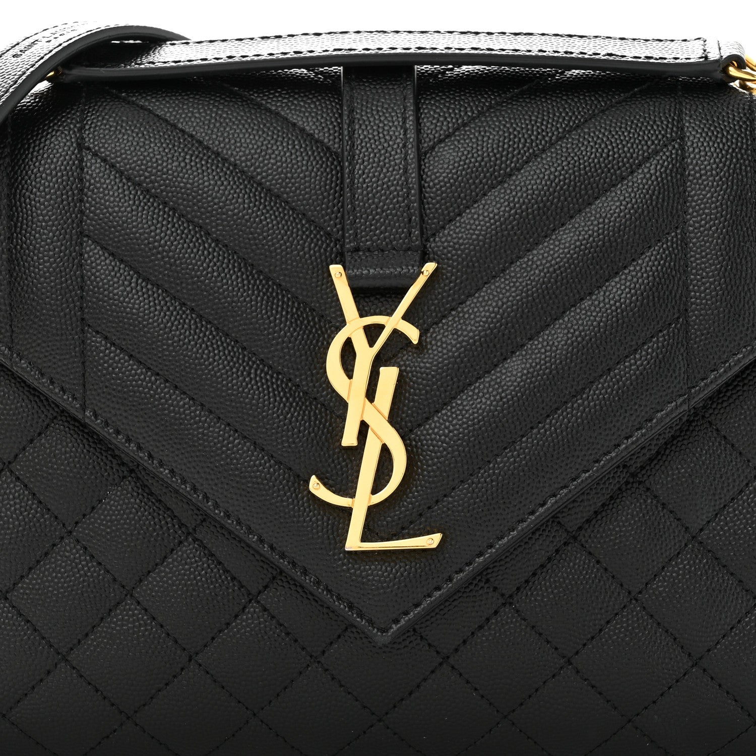 Saint Laurent Grain De Poudre Textured Mixed Matelasse Triquilt Medium Monogram Satchel Black 8 of 10