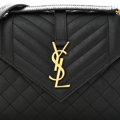 Saint Laurent Grain De Poudre Textured Mixed Matelasse Triquilt Medium Monogram Satchel Black 8 of 10
