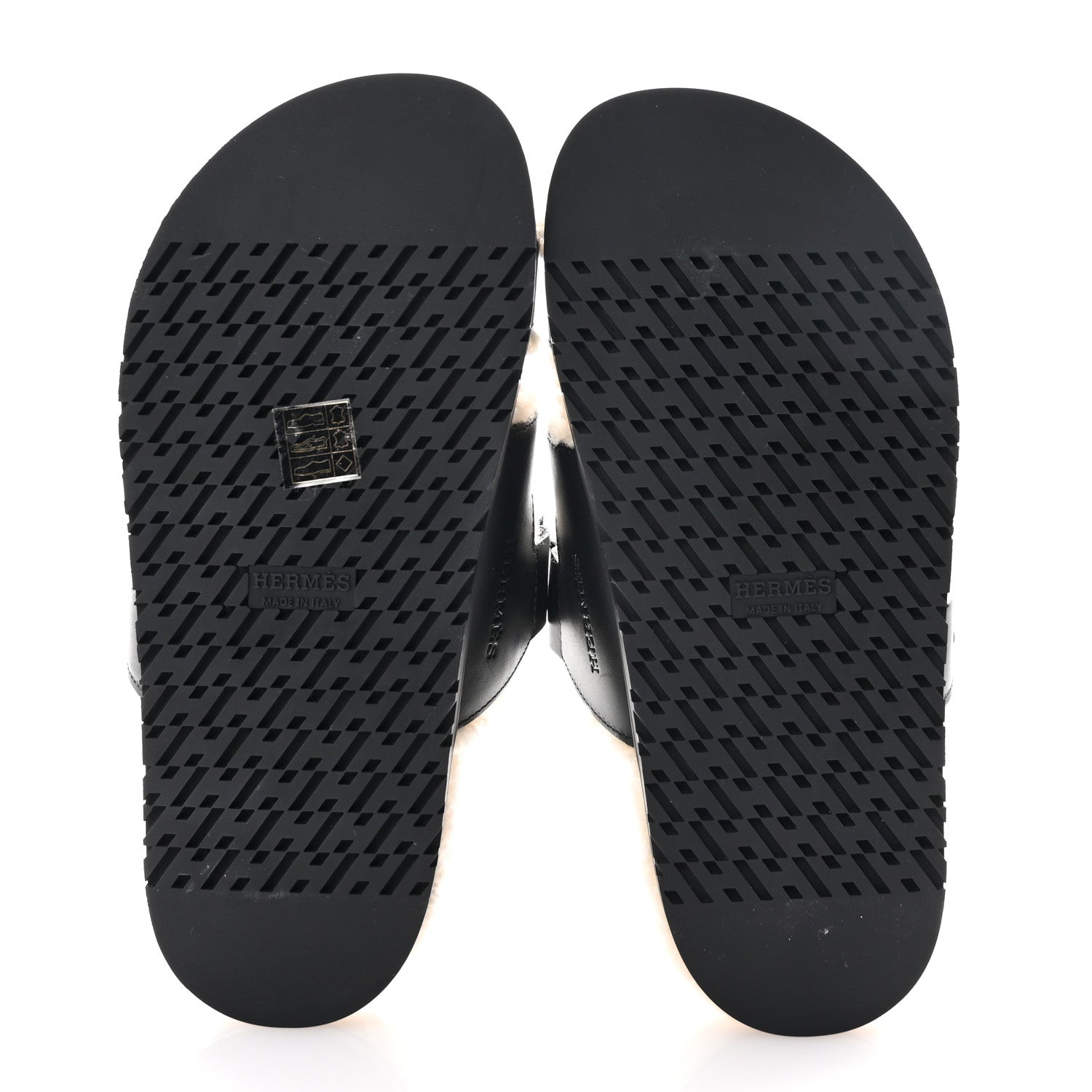 Hermes Calfskin Woolskin Womens Chypre Sandals 36 Black Ecru 6 of 9
