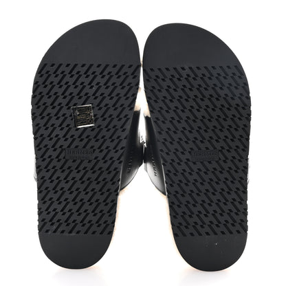 Hermes Calfskin Woolskin Womens Chypre Sandals 36 Black Ecru 6 of 9