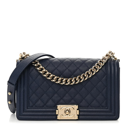 Chanel Caviar Quilted Medium Boy Flap Navy 1 of 15