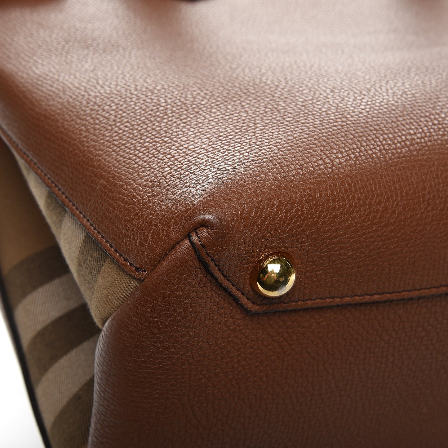 Grainy Calfskin House Check Medium Banner Tote Tan
