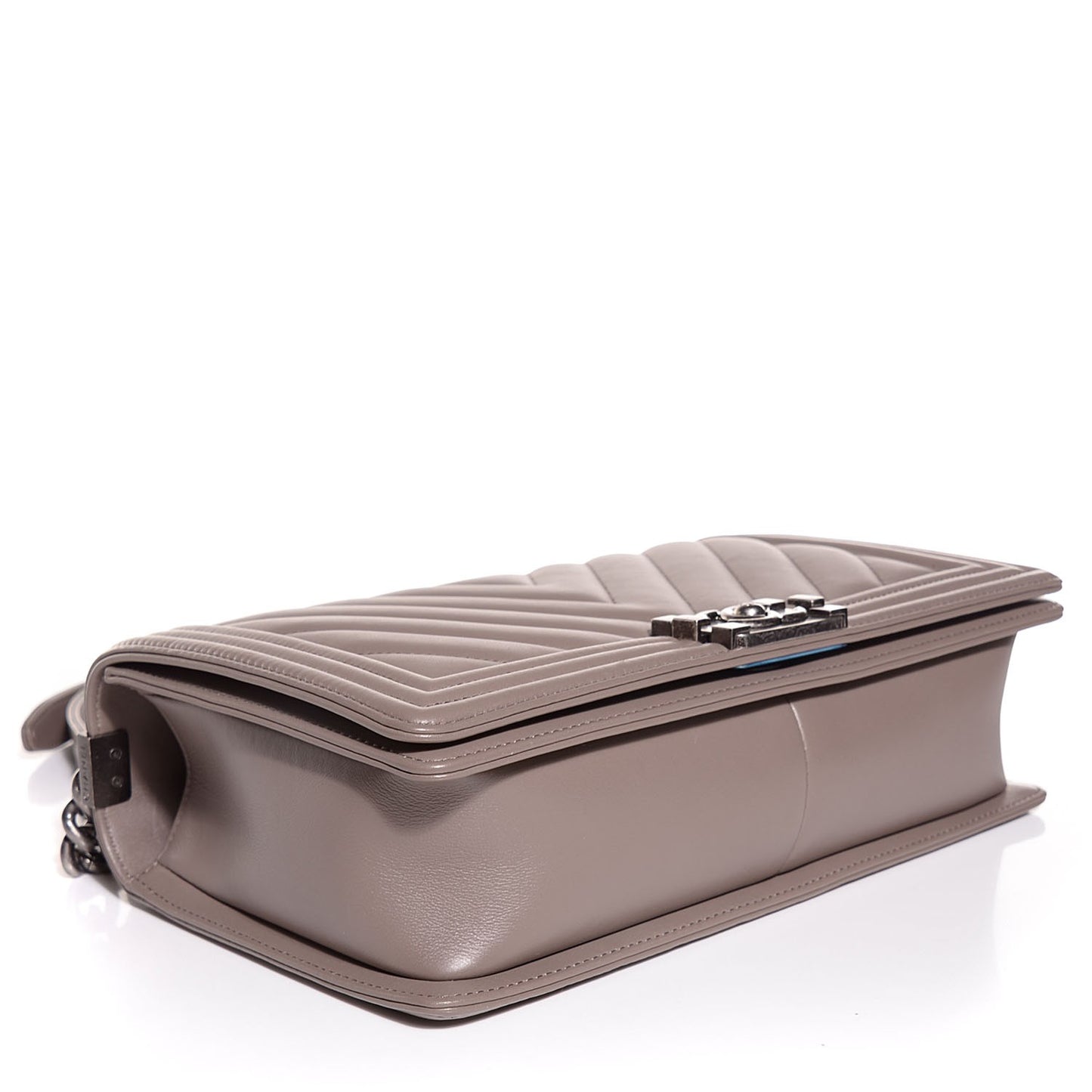 Calfskin Chevron New Medium Boy Flap Grey