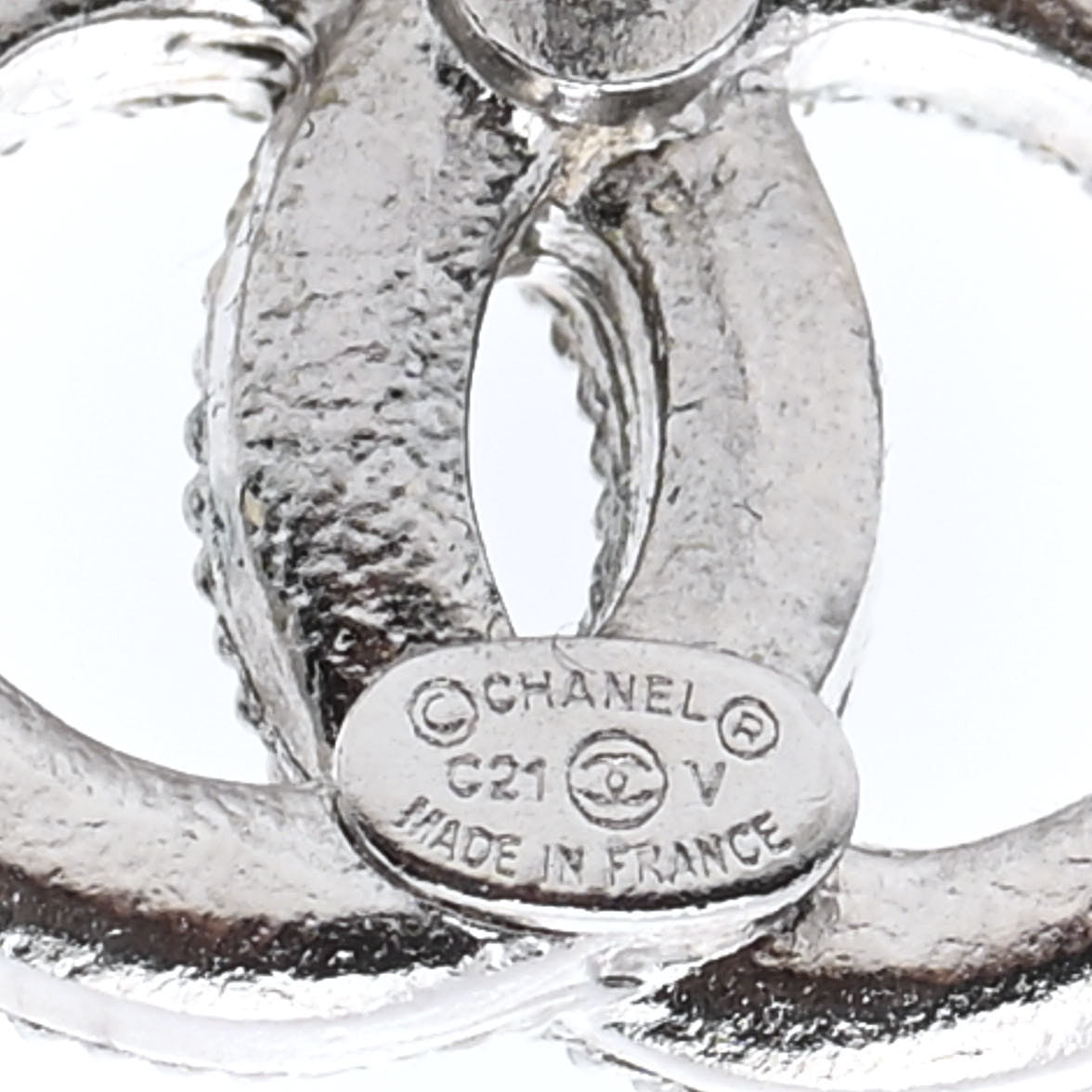 Chanel Crystal CC Earrings Silver 4 of 5