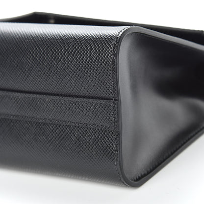 Prada Saffiano Cuir Calfskin Monochrome Envelope Flap Chain Shoulder Bag Black 7 of 11