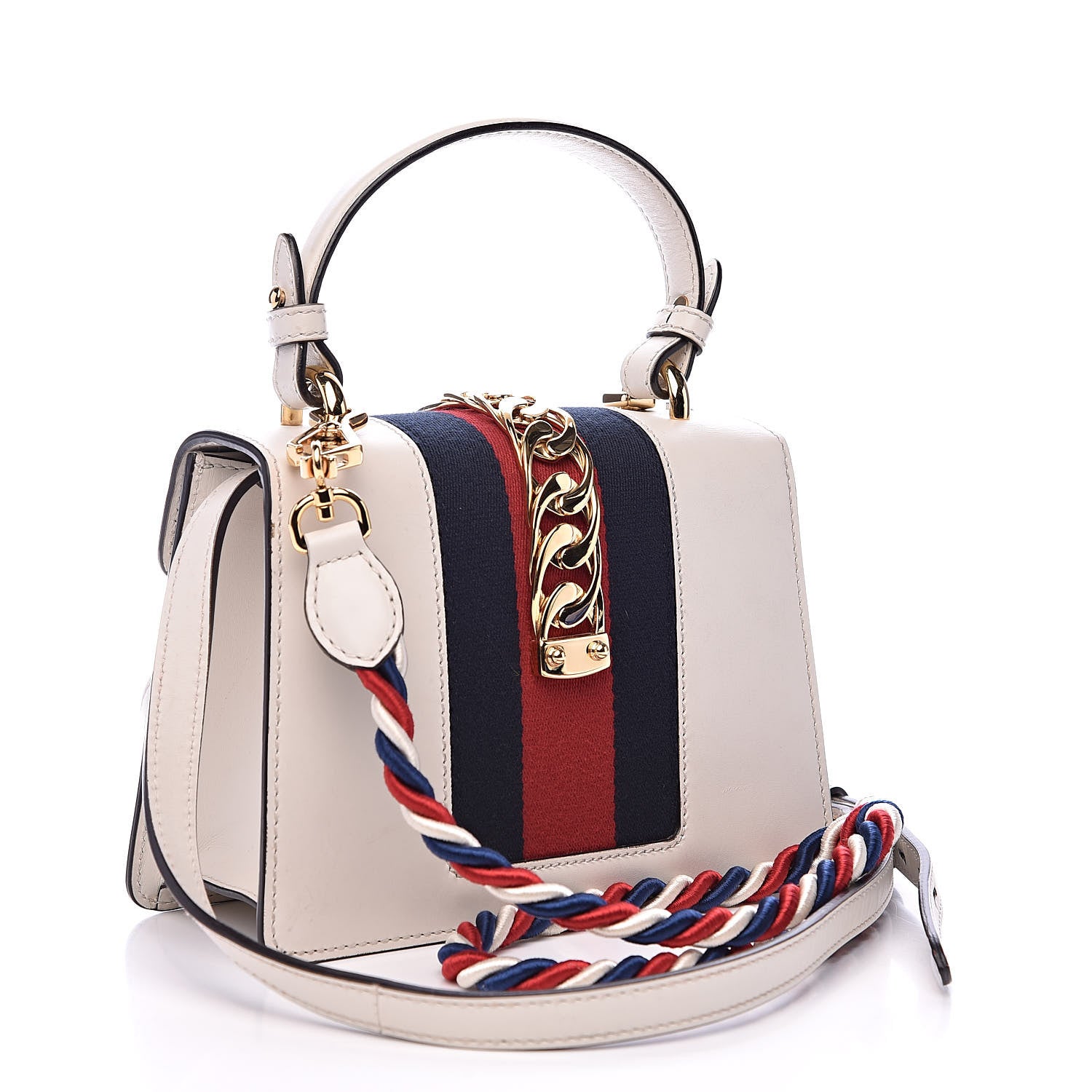 Gucci Calfskin Mini Sylvie Top Handle Bag White 3 of 17