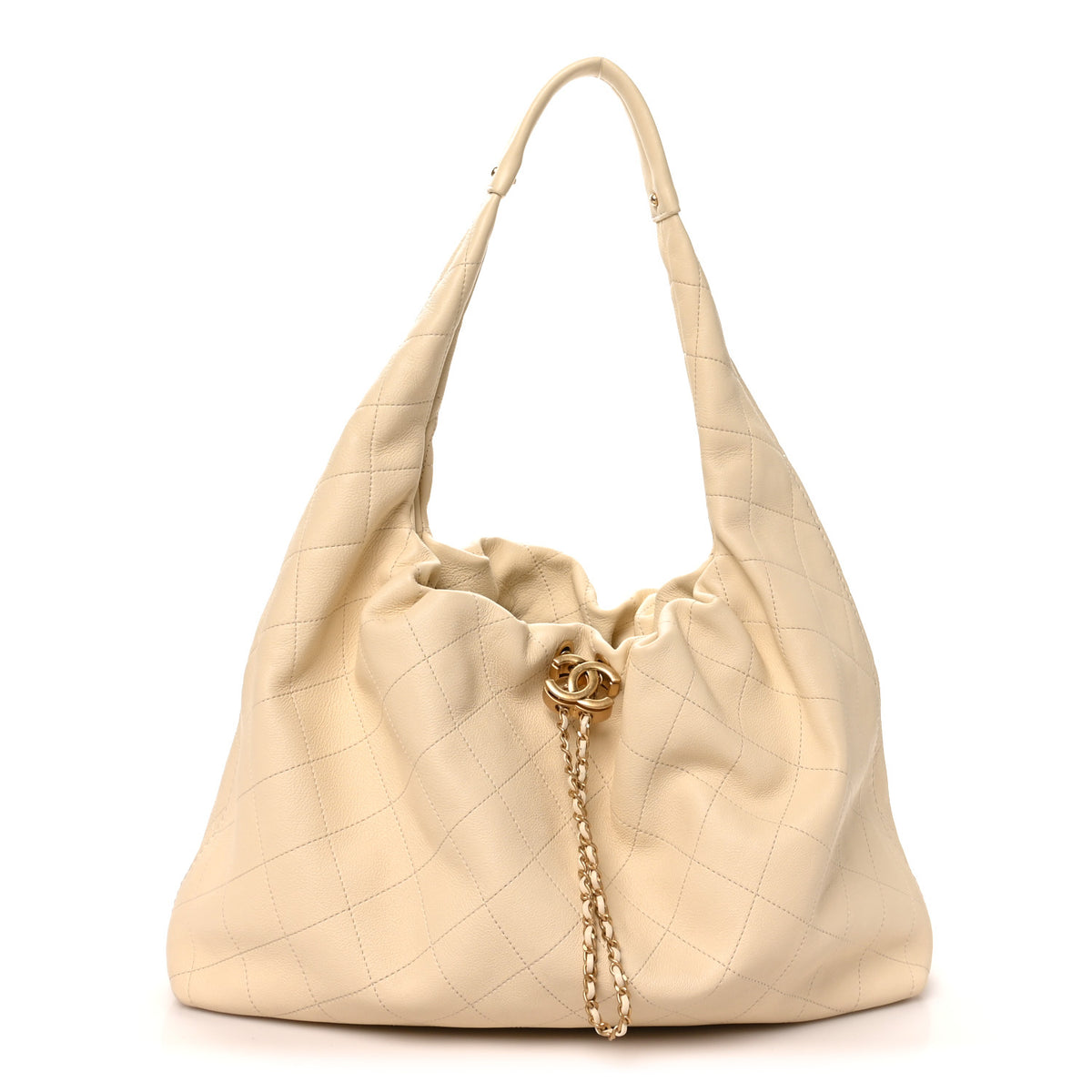 Chanel Calfskin Quilted Maxi Hobo Beige 1 of 10