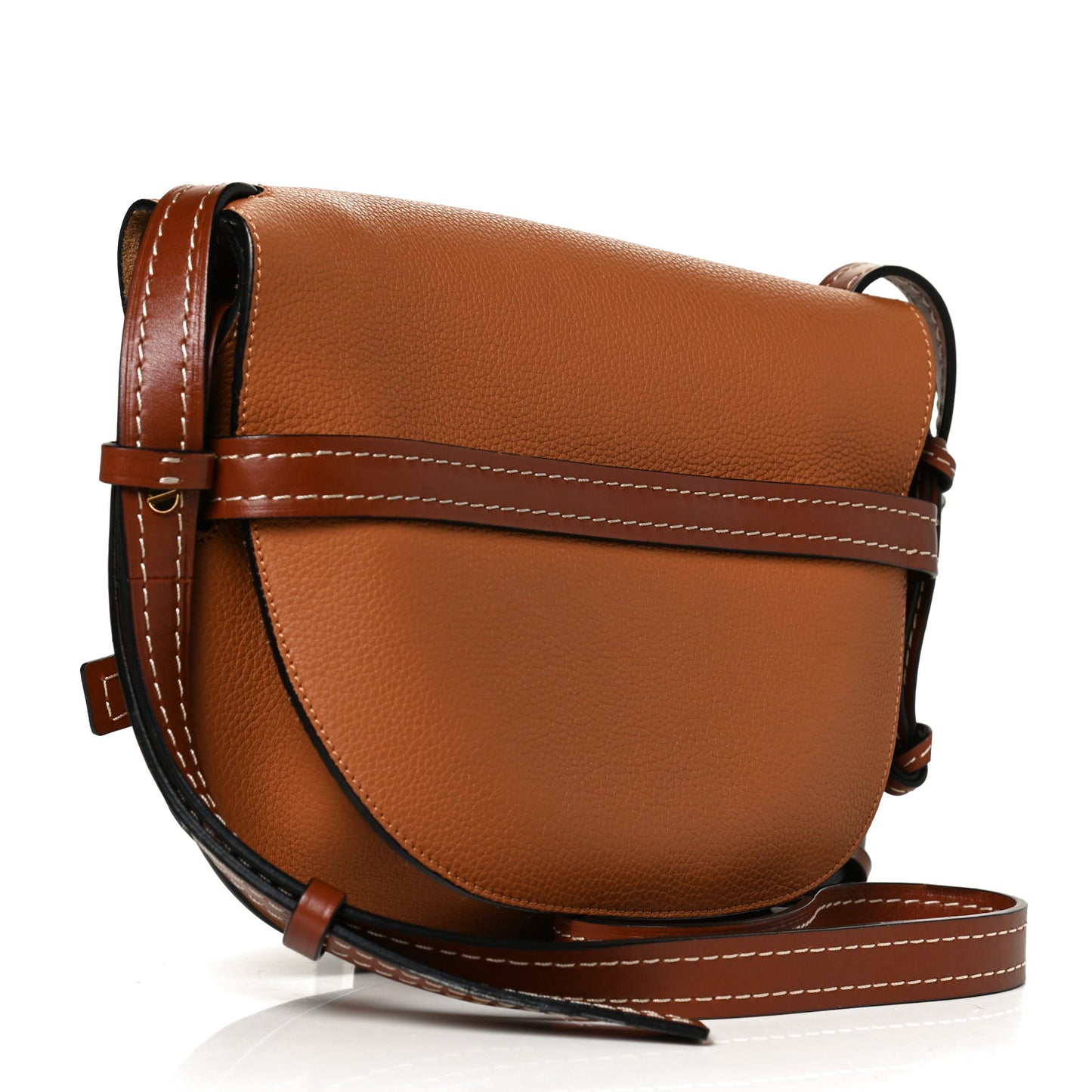 Grained Calfskin Small Gate Crossbody Bag Caramel Pecan