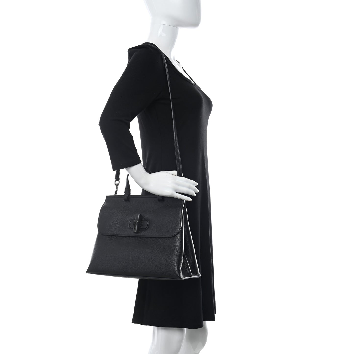 Cellarius Calfskin Medium Bamboo Daily Top Handle Bag Black
