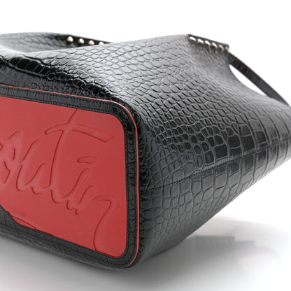 Christian Louboutin Calfskin Crocodile Embossed Spikes Large Cabarock Black 9 of 9