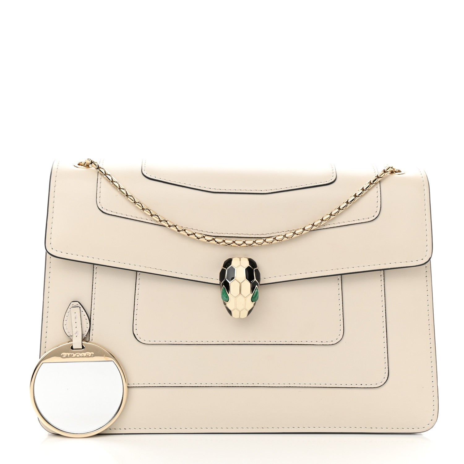 Bulgari Calfskin Serpenti Forever Crossbody Bag White Agate 3 of 12