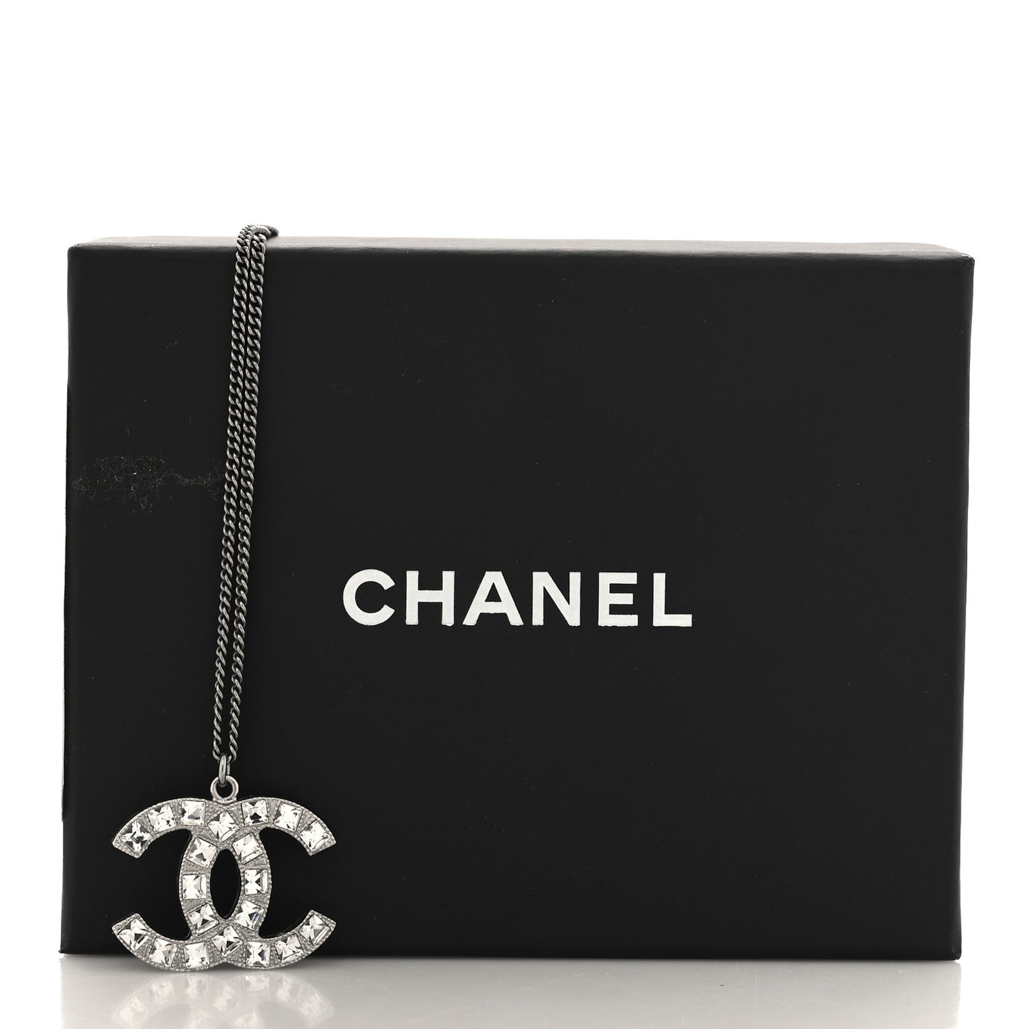 Crystal Baguette CC Necklace Silver