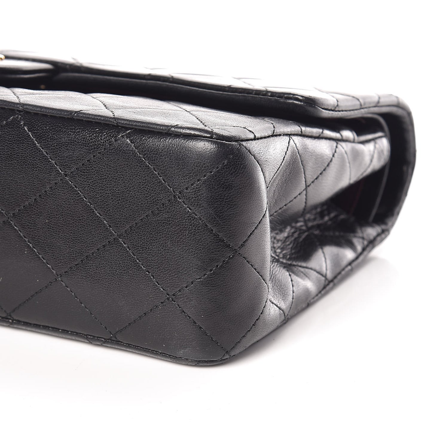 Lambskin Quilted Medium Double Flap Bag Black