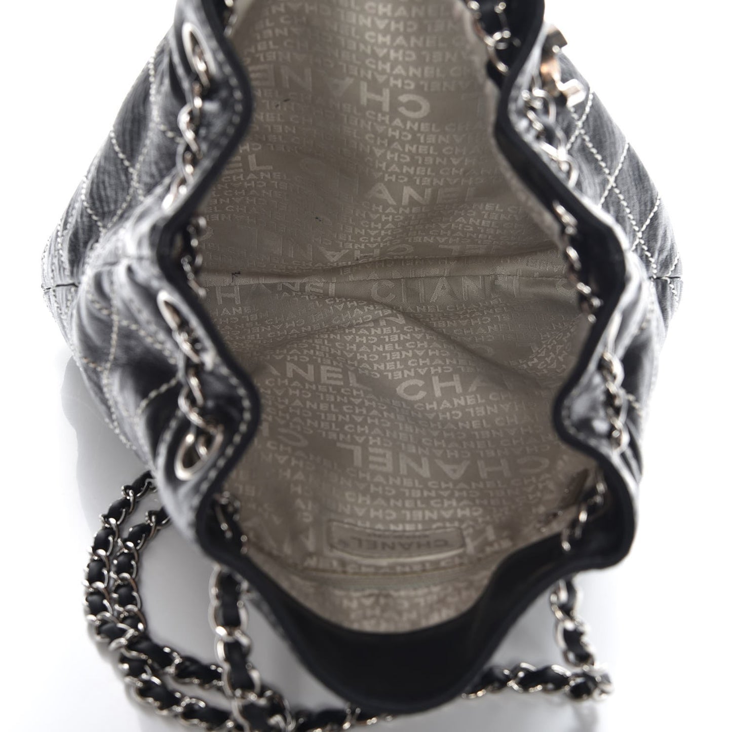 Lambskin Contrast Stitch Shoulder Bag Black