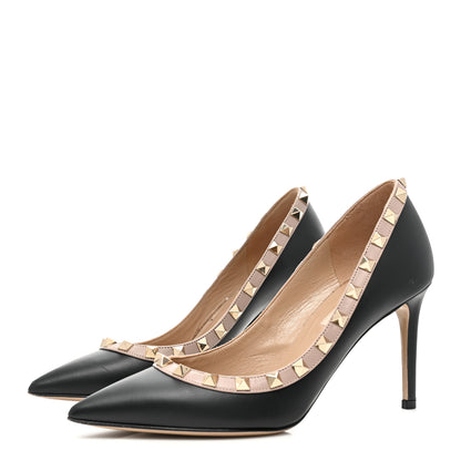Valentino Garavani Calfskin Rockstud 85mm Pumps 36 Black Poudre 3 of 10