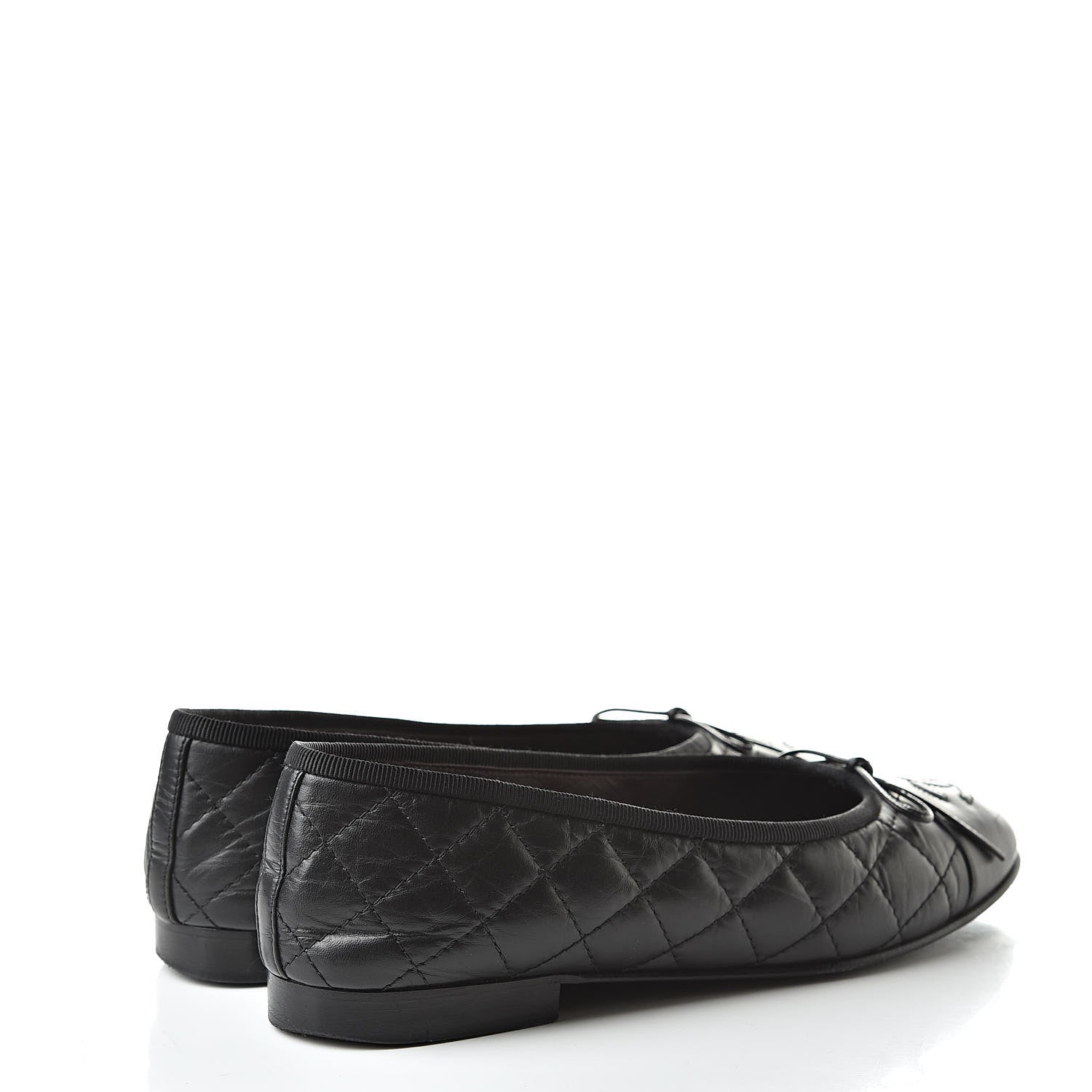 Chanel Aged Calfskin Quilted Cap Toe Ballerina Flats 36 Black 4 of 15