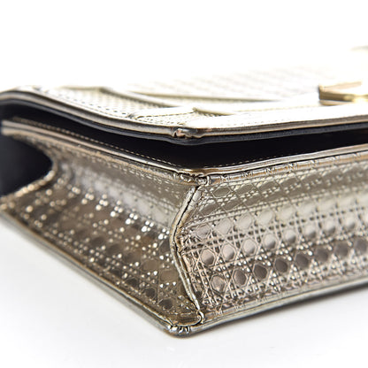 Christian Dior Metallic Patent Micro-Cannage Mini Diorama Flap Bag Gold 5 of 12