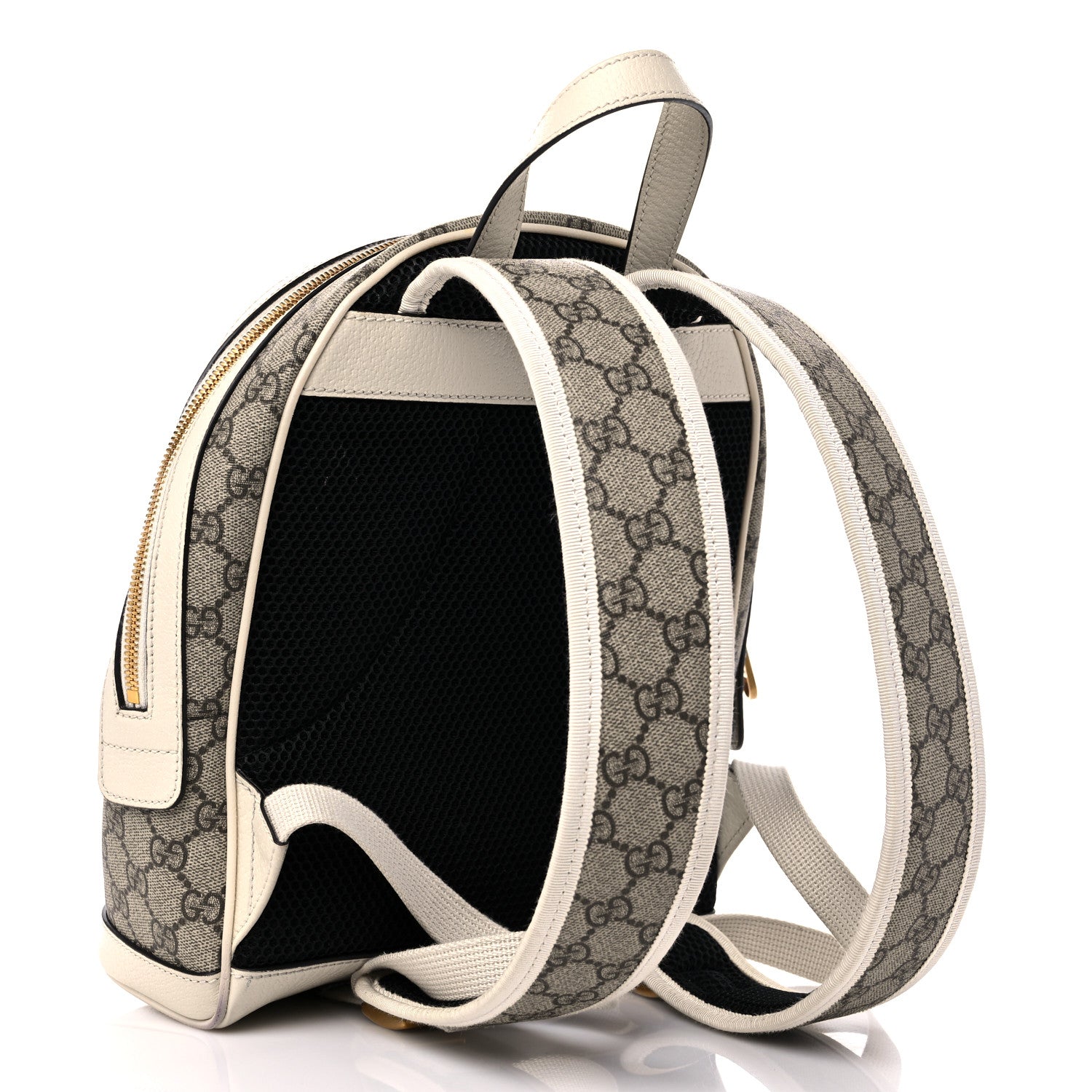 Gucci GG Supreme Monogram Textured Calfskin Web Small Ophidia Day Backpack Beige Ebony Mystic White 3 of 9