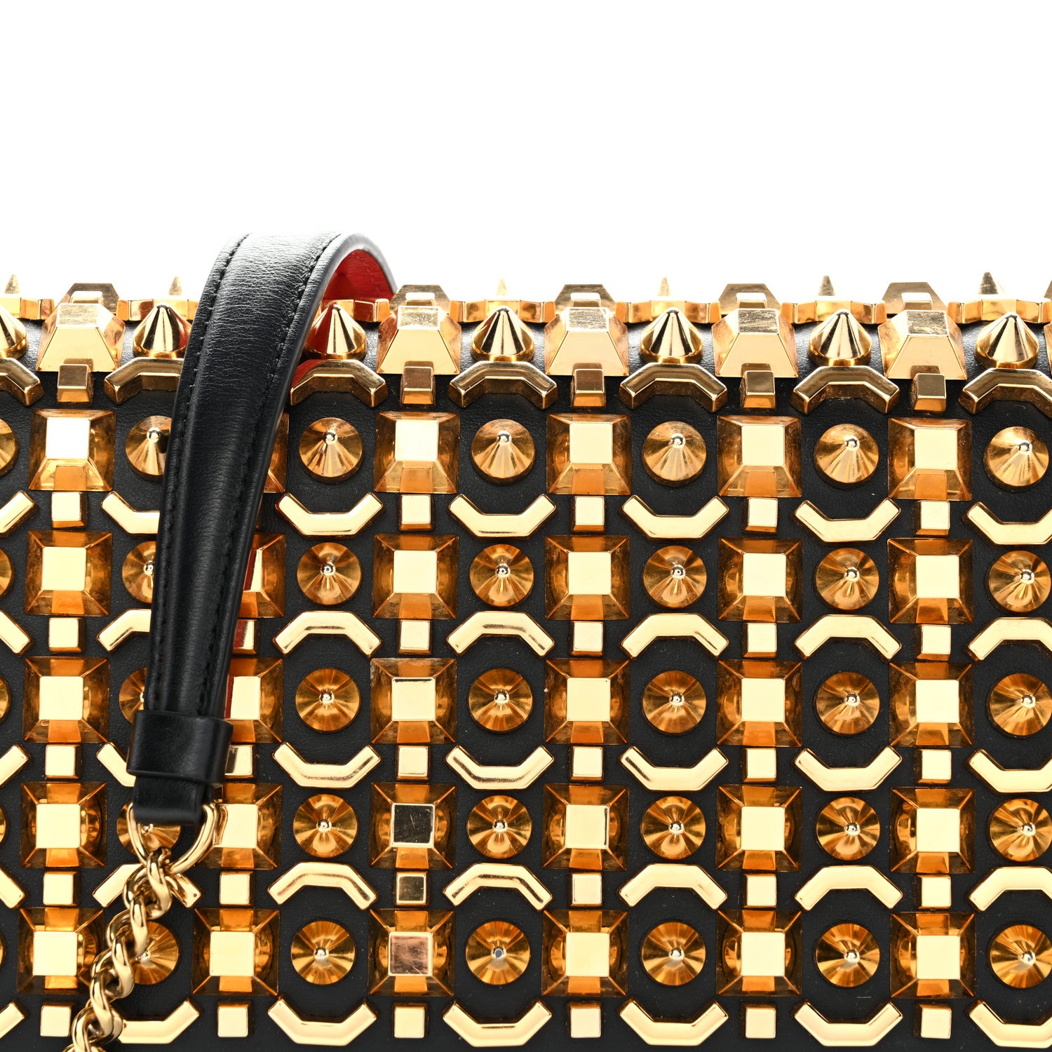 Christian Louboutin Calfskin Spikes Empire Paloma Clutch Black 8 of 10