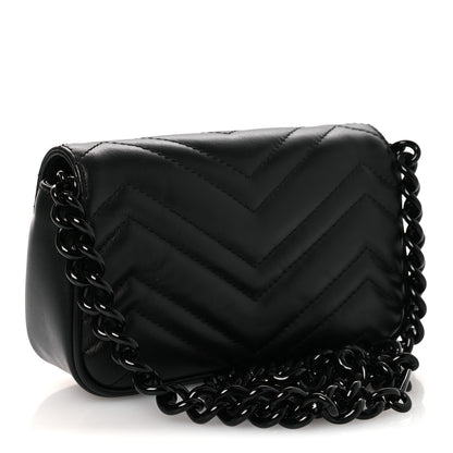 Gucci Calfskin Matelasse Monochrome GG Marmont Chain Belt Bag Black 3 of 10
